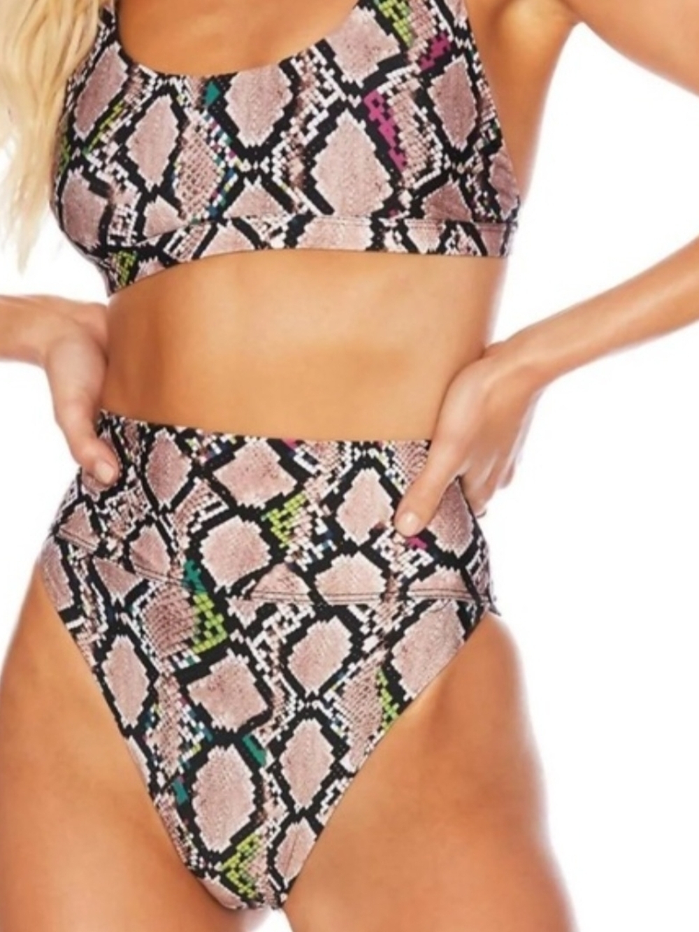 NWT Beach Riot High Waisted Snake Print Bikini Bottom Size S